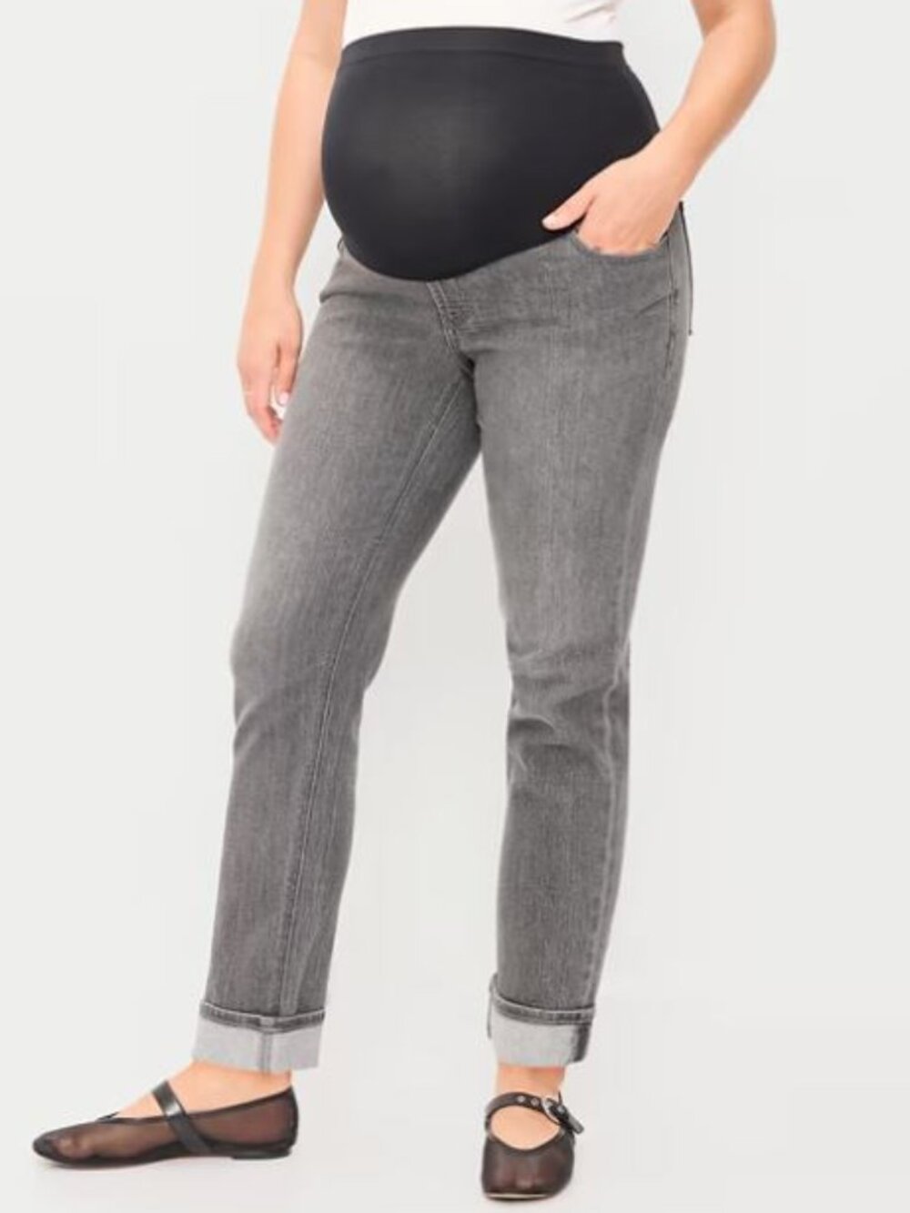 Old Navy Maternity Boyfriend Full Panel Jeans Black Wash Size 20